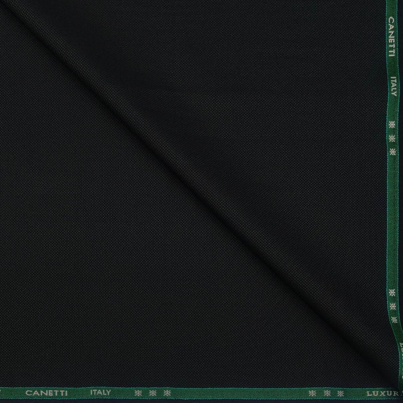 Trouser Fabric Canetti Italy Luxury Stretchable Poly Viscose Dotted Colour Black
