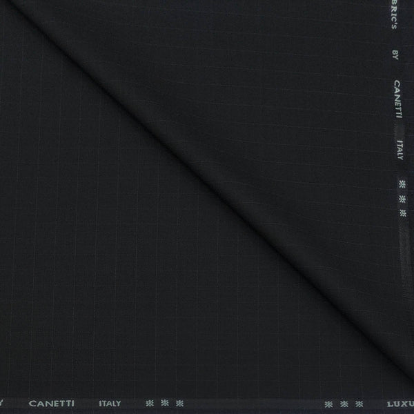 Trouser Fabric Canetti Italy Luxury Stretchable Poly Viscose Check Colour Dark Grey