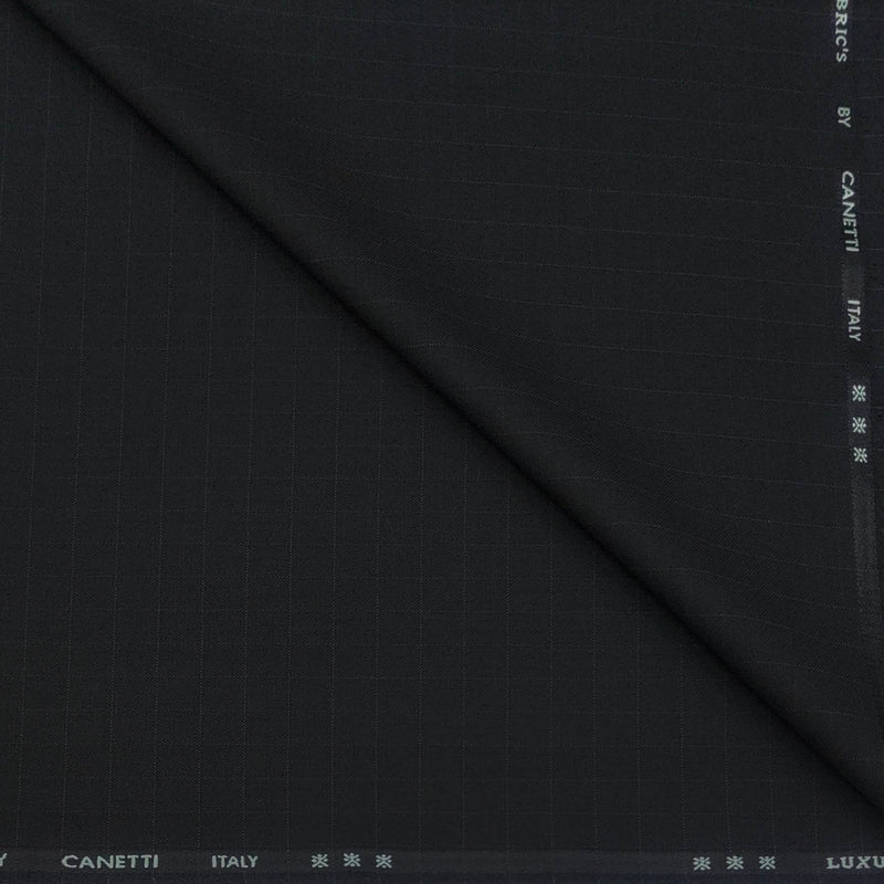 Trouser Fabric Canetti Italy Luxury Stretchable Poly Viscose Check Colour Dark Grey