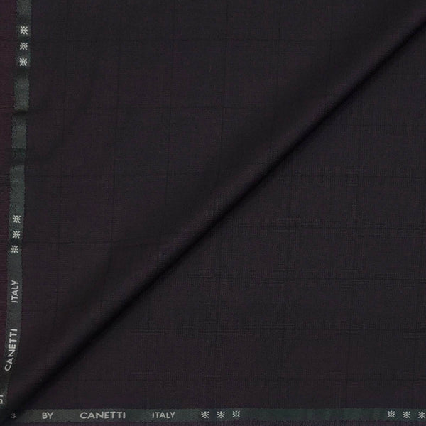 Trouser Fabric Canetti Italy Luxury TR Broad Check Colour Wine