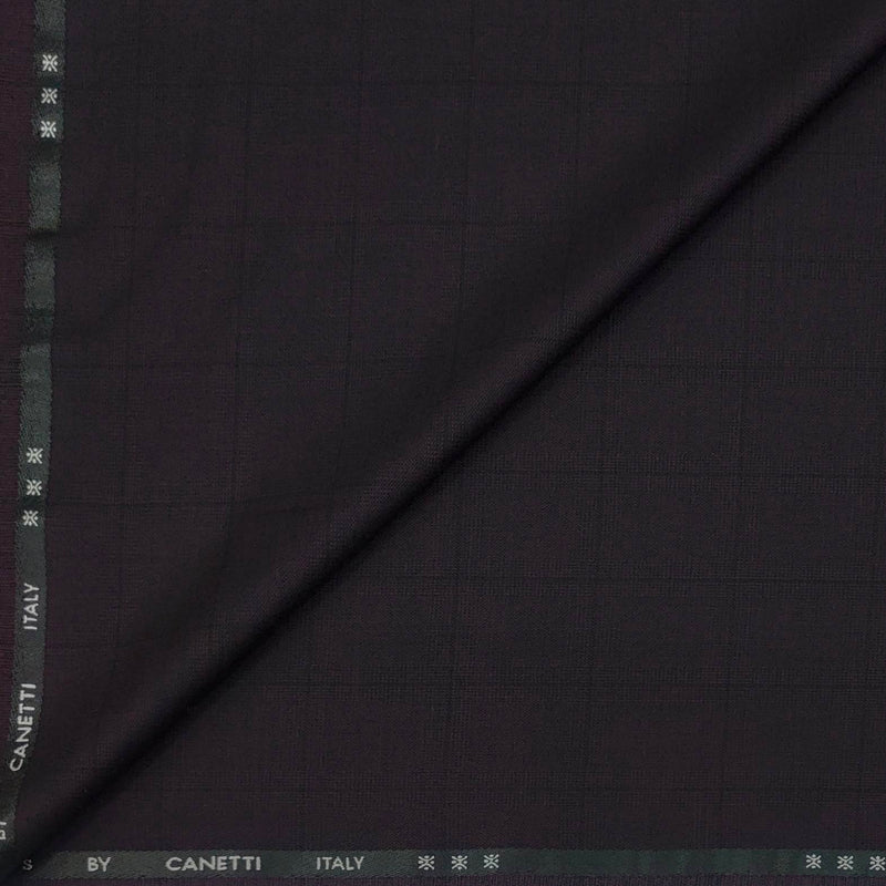 Trouser Fabric Canetti Italy Luxury TR Broad Check Colour Wine