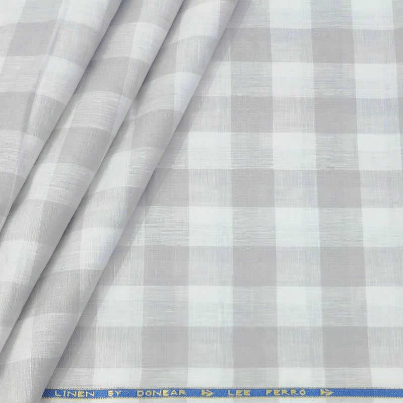Shirt Fabric Donear 60Lea 100%Linen Broad Check Colour Grey