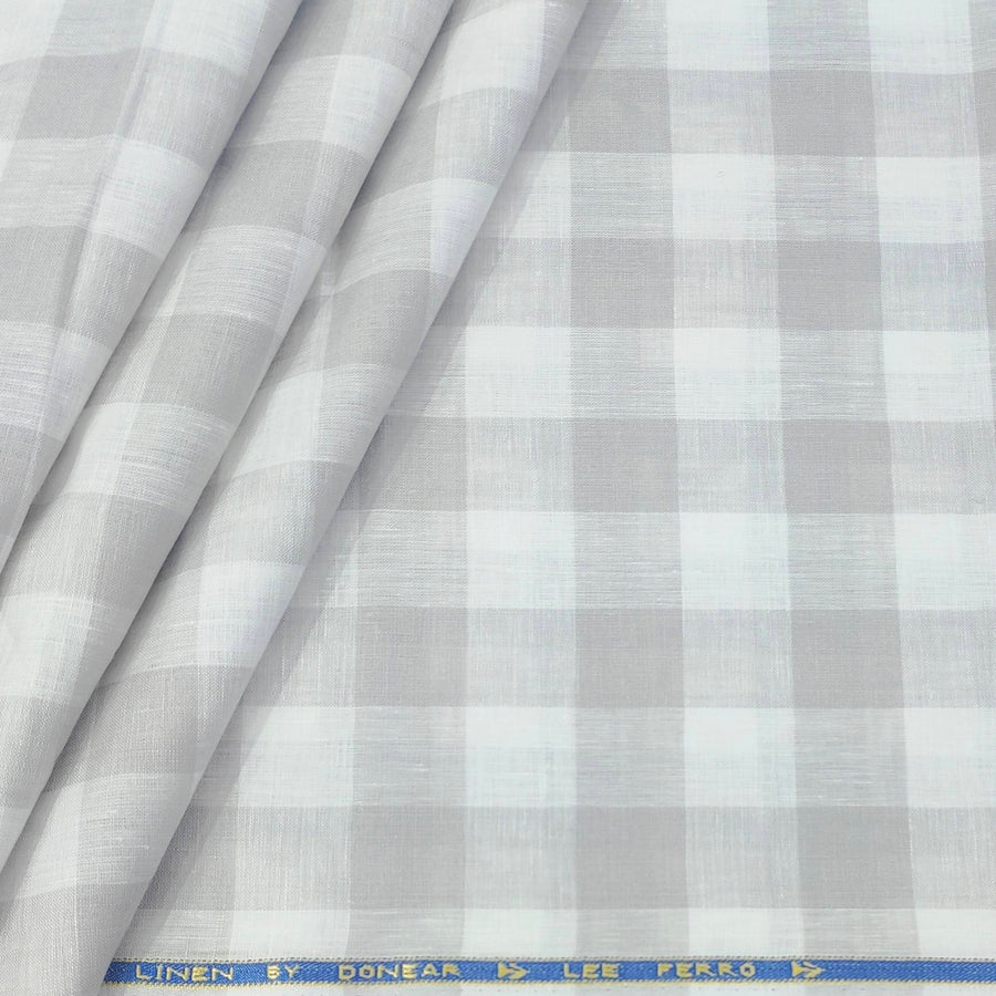 Shirt Fabric Donear 60Lea 100%Linen Broad Check Colour Grey