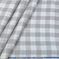 Shirt Fabric Donear 60Lea 100%Linen Broad Check Colour Grey N White