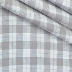 Shirt Fabric Donear 60Lea 100%Linen Broad Check Colour Grey N White
