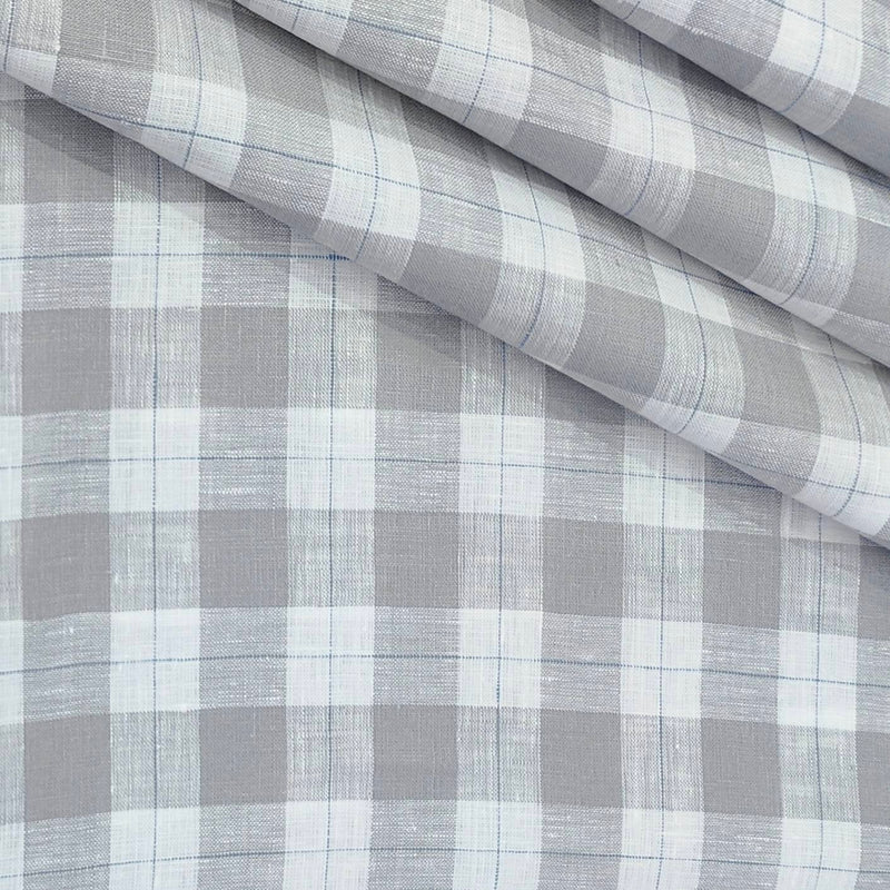 Shirt Fabric Donear 60Lea 100%Linen Broad Check Colour Grey N White