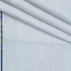 Shirt Fabric Donear 80Lea 100%Linen Pin Lining With Slub Colour Light Blue N White