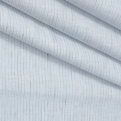 Shirt Fabric Donear 80Lea 100%Linen Pin Lining With Slub Colour Light Blue N White
