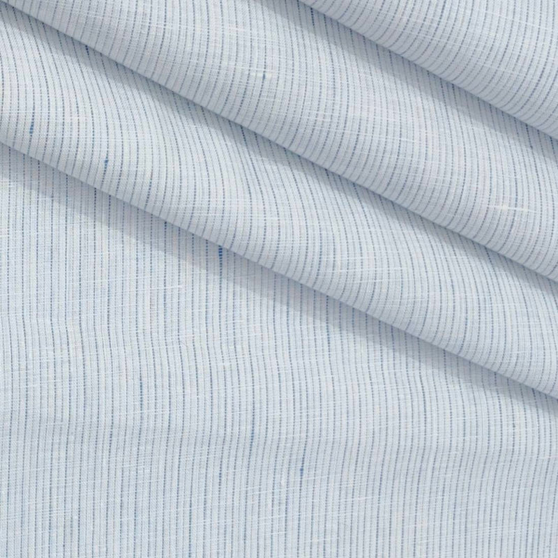 Shirt Fabric Donear 80Lea 100%Linen Pin Lining With Slub Colour Light Blue N White