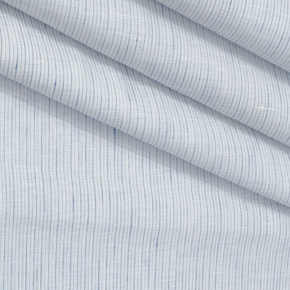 Shirt Fabric Donear 80Lea 100%Linen Pin Lining With Slub Colour Light Blue N White