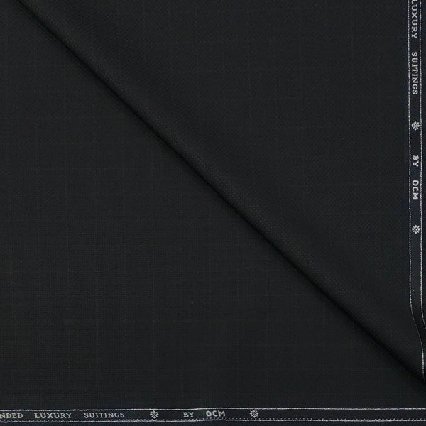 Trouser Fabric OCM Super 130s Wool Blended Check Colour Black