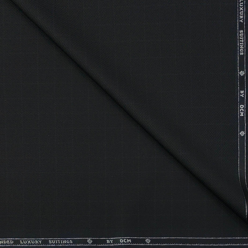 Trouser Fabric OCM Super 130s Wool Blended Check Colour Black