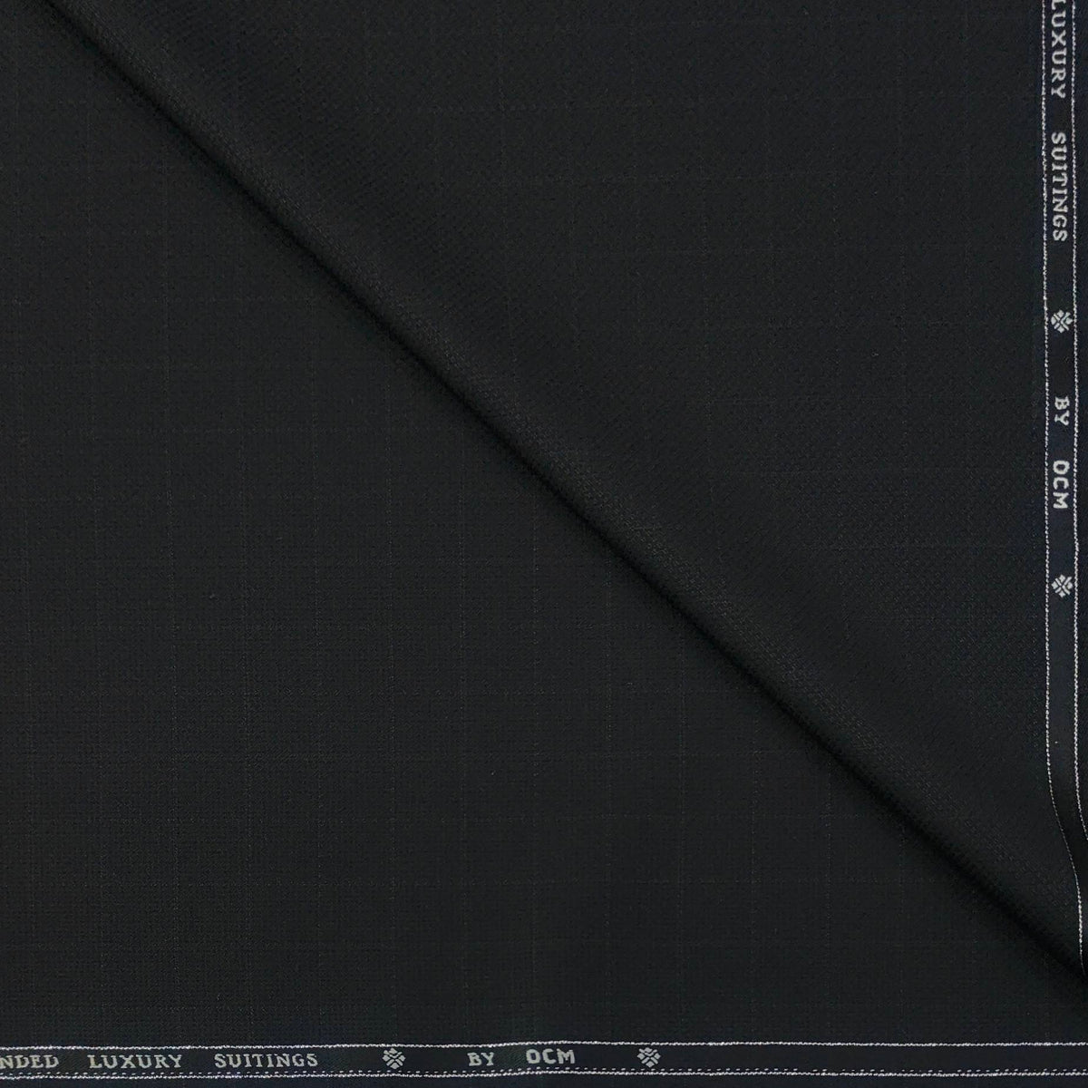 Trouser Fabric OCM Super 130s Wool Blended Check Colour Black