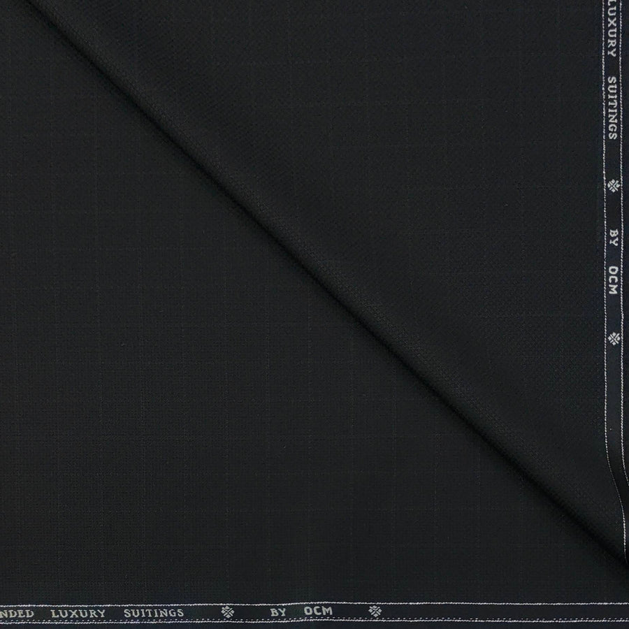 Trouser Fabric OCM Super 130s Wool Blended Check Colour Black