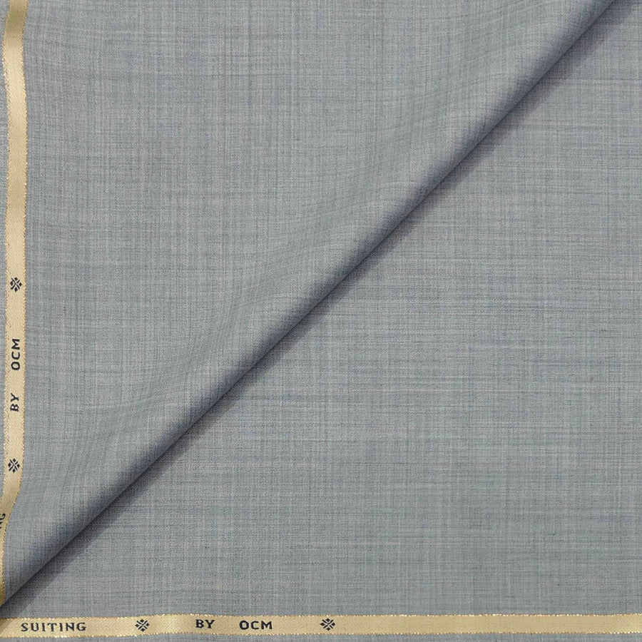 Trouser Fabric OCM Super 130s Wool Blended Slub Colour Light Grey