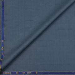 Trouser Fabric OCM Super 130s Wool Blended Check Colour Glaucous Blue