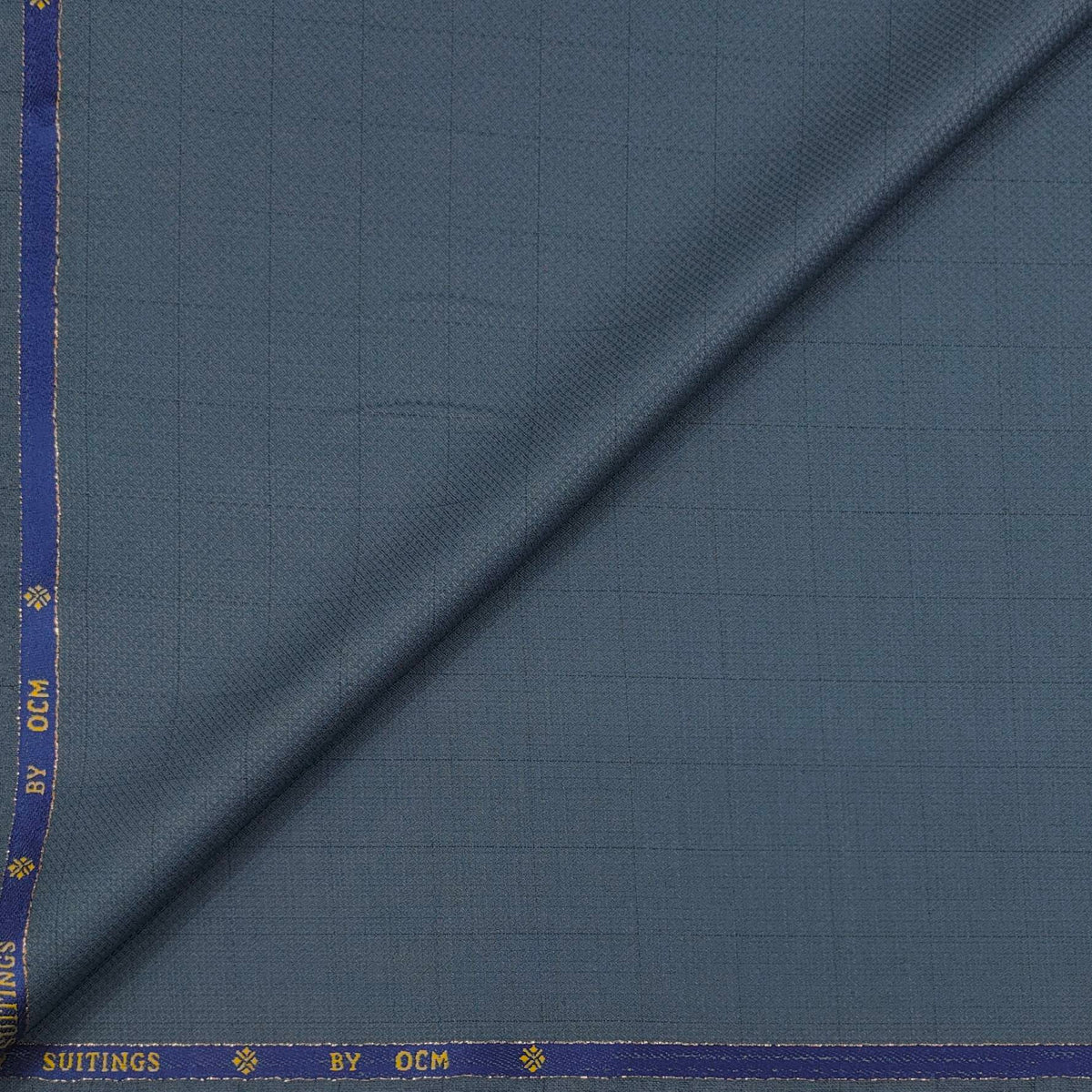 Trouser Fabric OCM Super 130s Wool Blended Check Colour Glaucous Blue