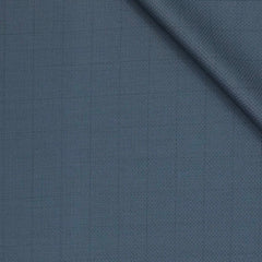 Trouser Fabric OCM Super 130s Wool Blended Check Colour Glaucous Blue