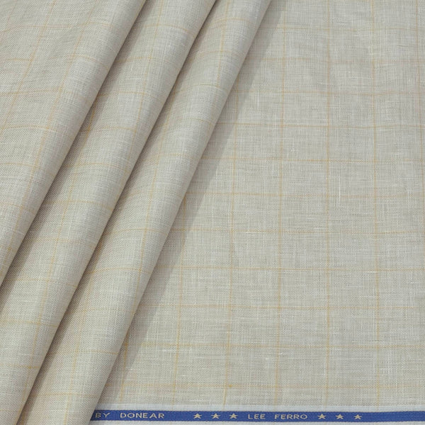 Trouser Fabric Donear Premium 60Lea×66Lea 100% Linen Broad Check Colour Light Brown