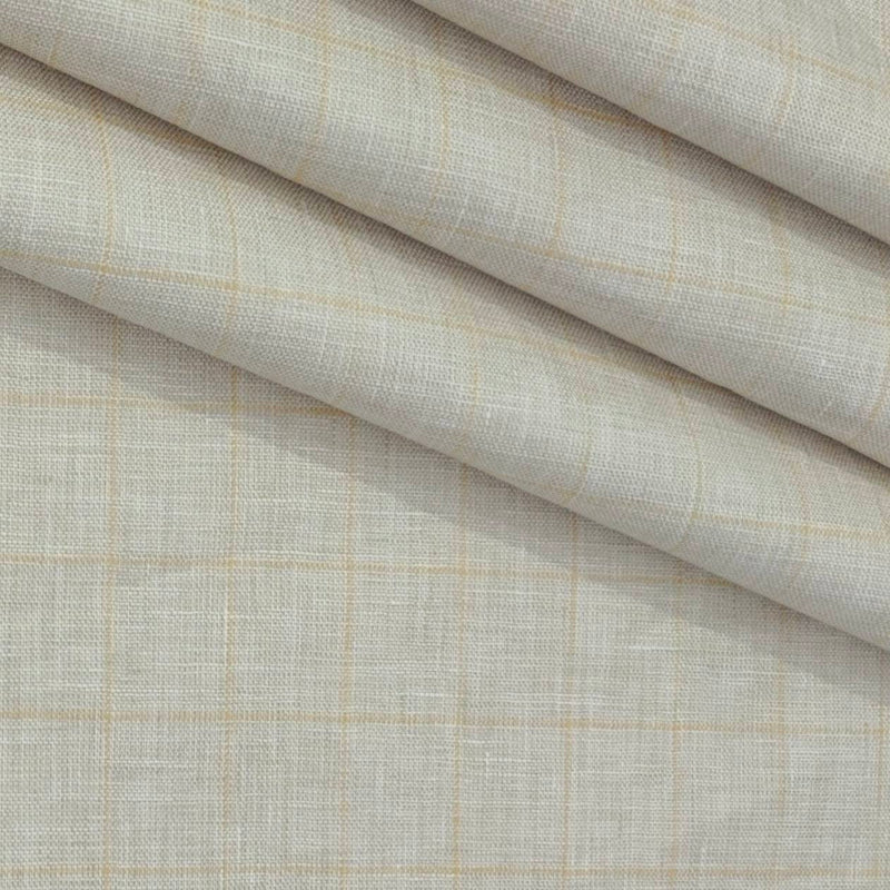 Trouser Fabric Donear Premium 60Lea×66Lea 100% Linen Broad Check Colour Light Brown