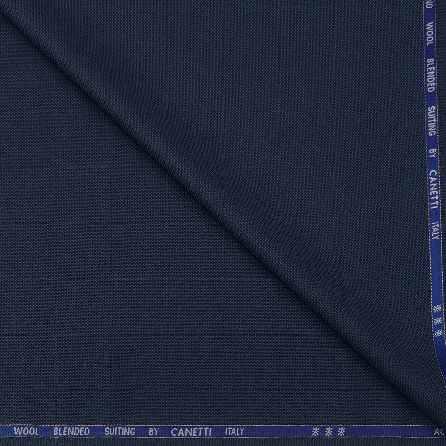 Trouser Fabric Canetti Italy Luxury 100s Wool Blended Dobby Colour Space Blue