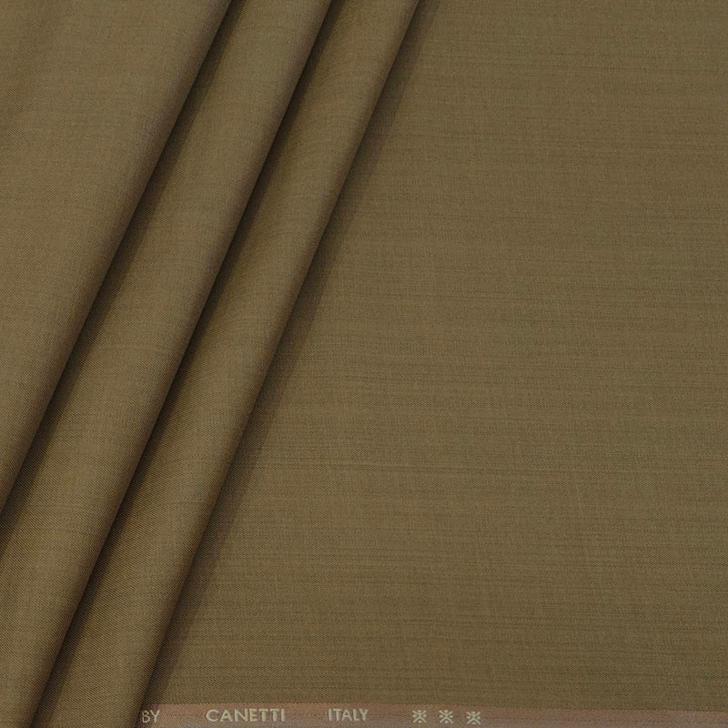 Trouser Fabric Canetti Italy Luxury Poly Viscose Slub Colour Golden Brown