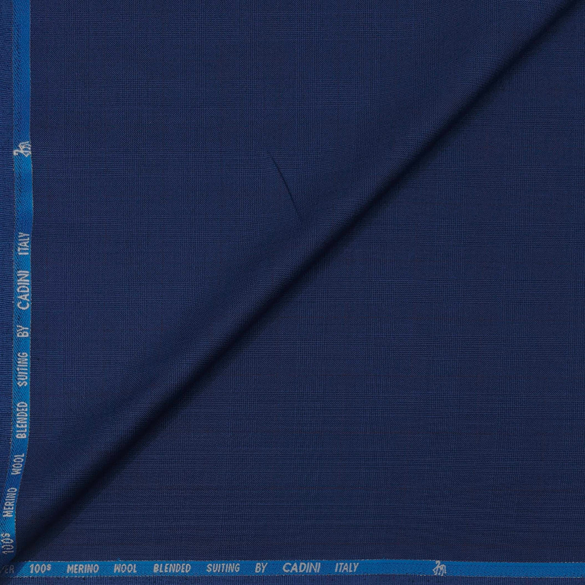 Trouser Fabric Canetti Italy Luxury 100s Wool Blended Mild Check Colour Cobalt Blue