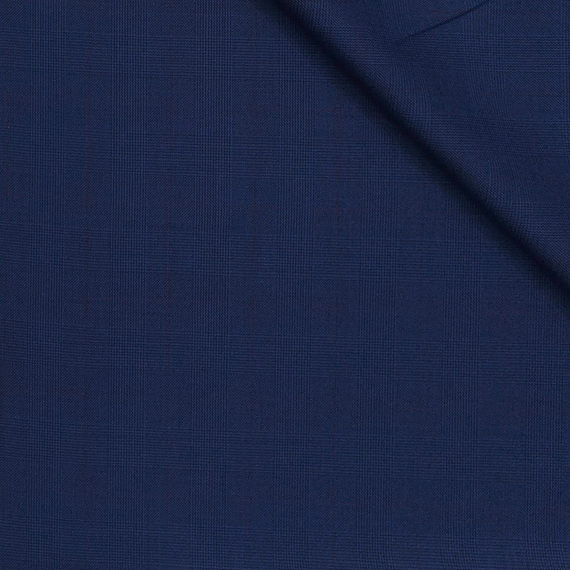 Trouser Fabric Canetti Italy Luxury 100s Wool Blended Mild Check Colour Cobalt Blue