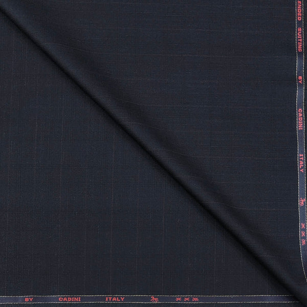 Trouser Fabric Canetti Italy Luxury 100s Wool Blended Check Colour Carbon Blue