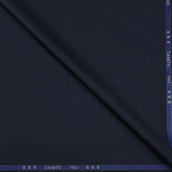Trouser Fabric Canetti Italy Luxury 100s Wool Blended Plain Colour Dark Blue