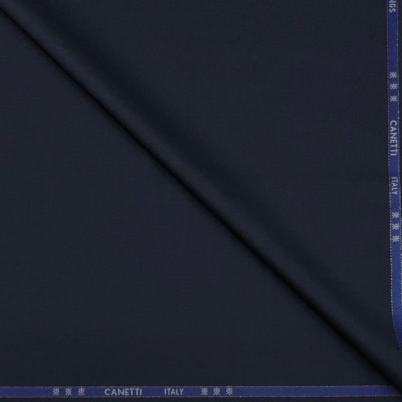 Trouser Fabric Canetti Italy Luxury 100s Wool Blended Plain Colour Dark Blue