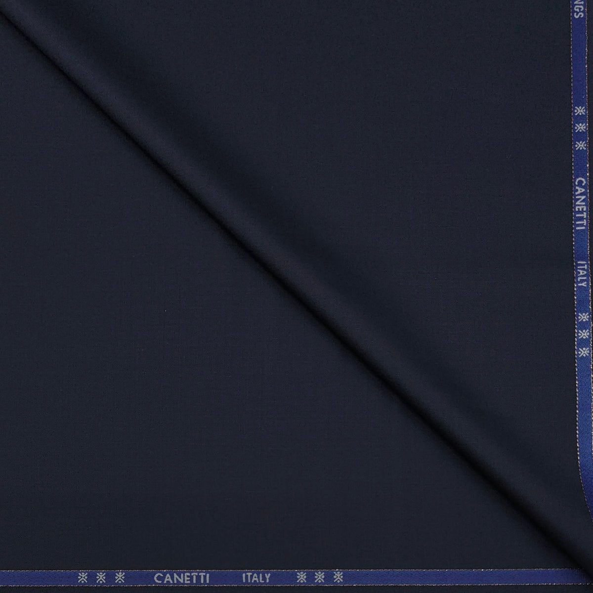 Trouser Fabric Canetti Italy Luxury 100s Wool Blended Plain Colour Dark Blue