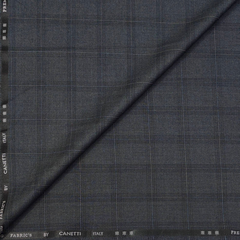 Trouser Fabric Canetti Italy Luxury TR Broad Check Colour Grey