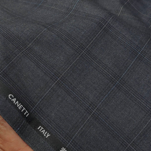 Trouser Fabric Canetti Italy Luxury TR Broad Check Colour Grey