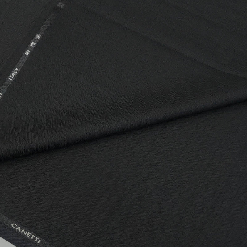 Trouser Fabric Canetti Italy Luxury Stretchable Poly Viscose Mix Check Colour Black