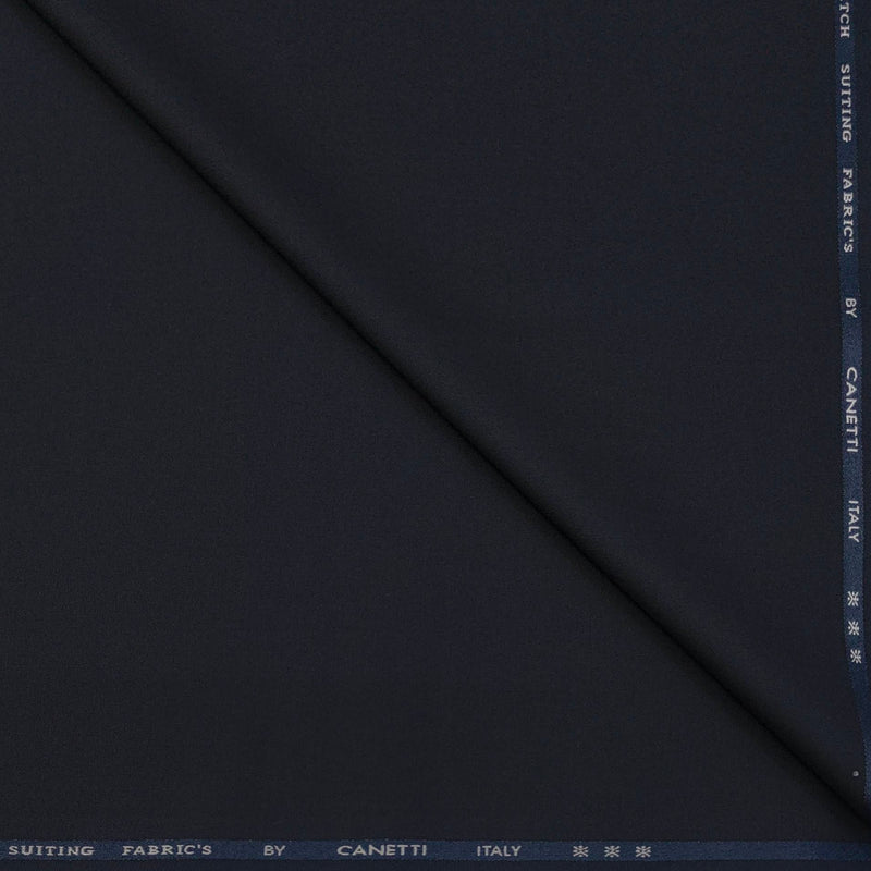 Trouser Fabric Canetti Italy Luxury Stretchable Poly Viscose Plain Colour Dark Blue