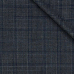 Trouser Fabric Canetti Italy Luxury 110s Wool Blended Check Colour Blue N Grey