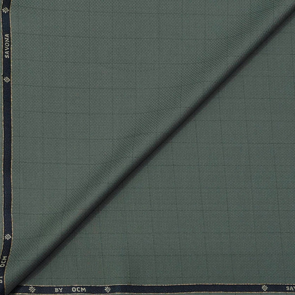 Trouser Fabric OCM Super 130s Wool Blended Check Colour Sage Green