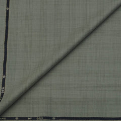 Trouser Fabric OCM Super 130s Wool Blended Broad Check Colour Faded Green