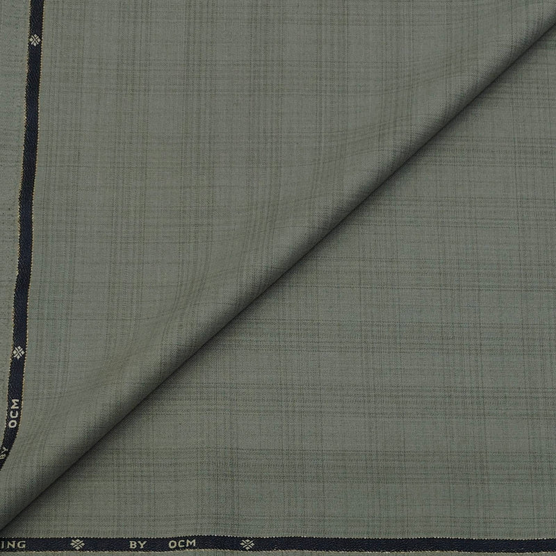 Trouser Fabric OCM Super 130s Wool Blended Broad Check Colour Faded Green