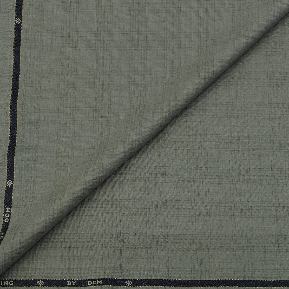 Trouser Fabric OCM Super 130s Wool Blended Broad Check Colour Faded Green