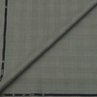 Trouser Fabric OCM Super 130s Wool Blended Broad Check Colour Faded Green