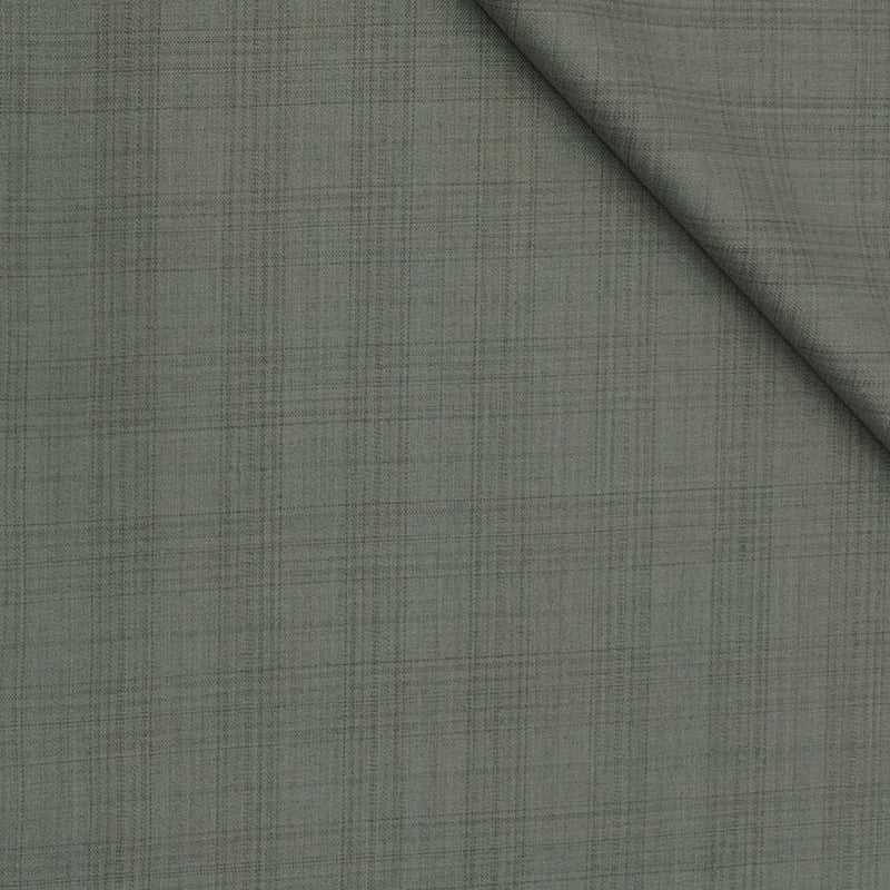 Trouser Fabric OCM Super 130s Wool Blended Broad Check Colour Faded Green