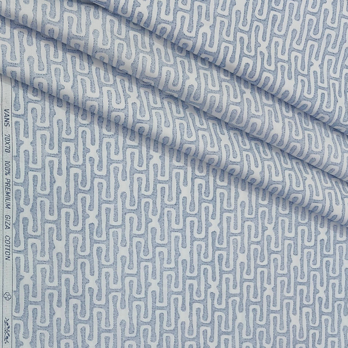 Shirt Fabric ManTire Giza Cotton Printed Colour Light Blue