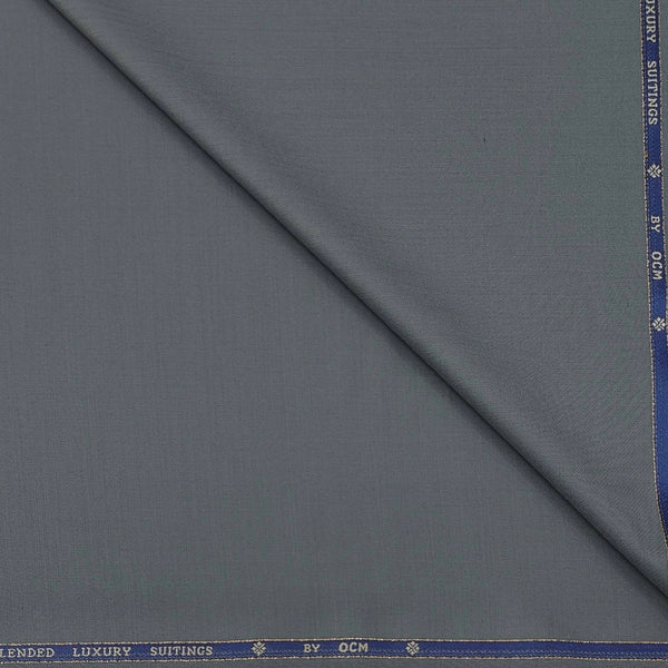 Trouser Fabric OCM Super 130s Wool Blended Plain Colour Iron Grey