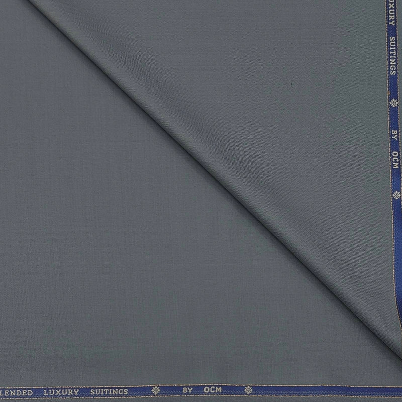 Trouser Fabric OCM Super 130s Wool Blended Plain Colour Iron Grey