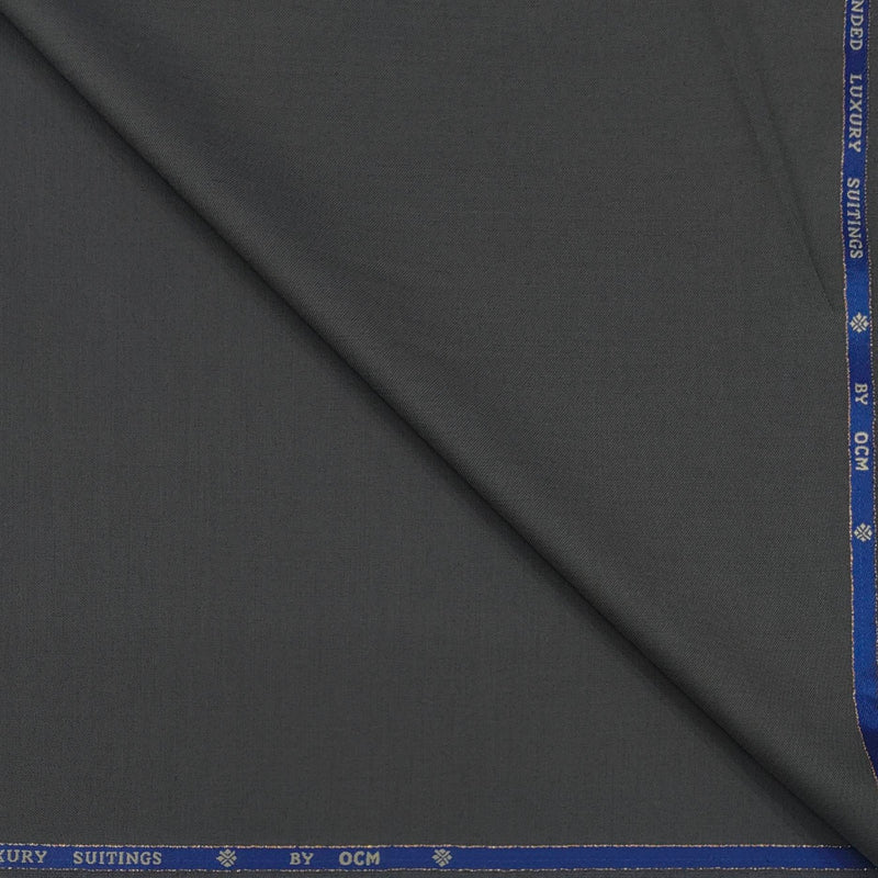 Trouser Fabric OCM Super 130s Wool Blended Plain Colour Zinc Grey