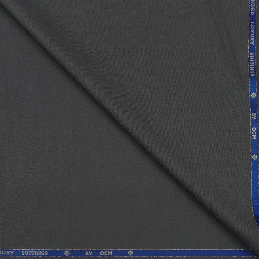 Trouser Fabric OCM Super 130s Wool Blended Plain Colour Zinc Grey