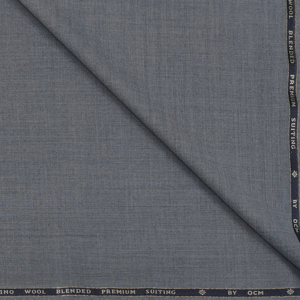 Trouser Fabric OCM Super 130s Wool Blended Slub Colour Worsted Grey