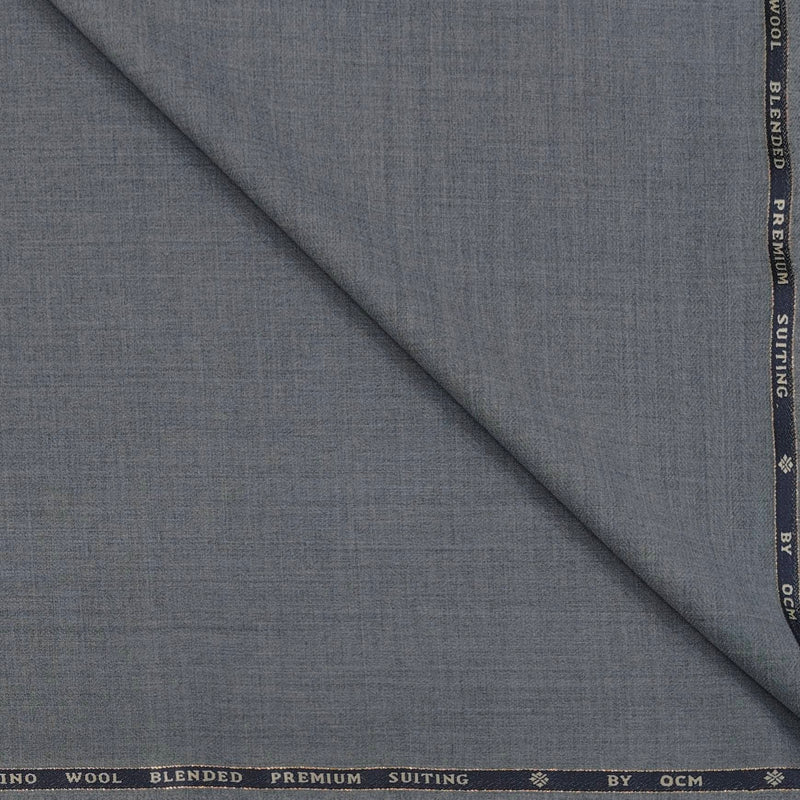 Trouser Fabric OCM Super 130s Wool Blended Slub Colour Worsted Grey